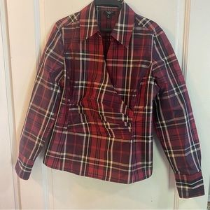 Talbots silk tartan wrap top, size 8 petite